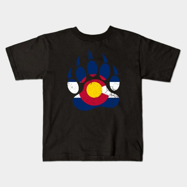 Colorado Flag Bear Claw Art Design Kids T-Shirt by E